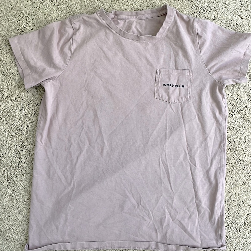 Ivory Ella - purple T-shirt, Elephant back design, logo on back  & front pocket